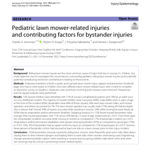 Pediatric lawn mower-related injuries Thumb